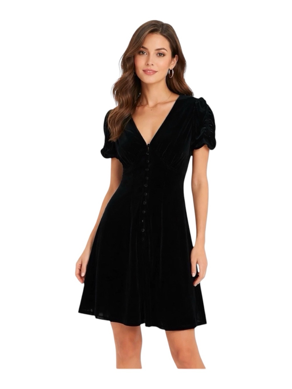 Polo Ralph Lauren Silk Blend Velvet 16 Black Button Front Women Dress Coquette